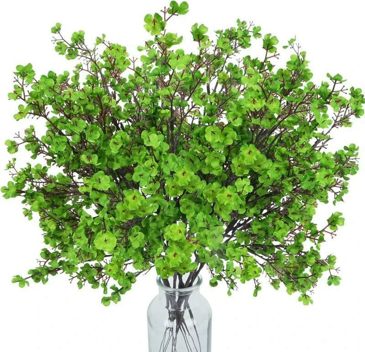 AYHTUD White Artificial Flowers Cherry Blossoms Gypsophila Fake Plants Wedding Bouquet Vases for Home Decor Faux Christmas Branch-green