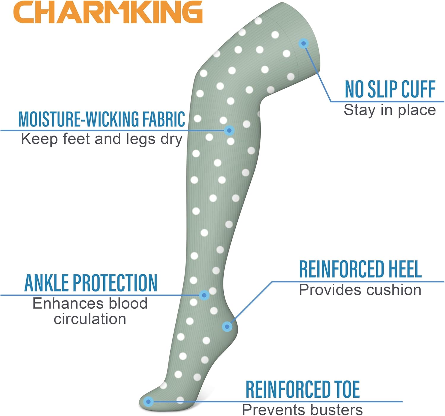 CHARMKING Compression Socks (3 Pairs) Knee High Compression Sock for Women & Men Stockings for Running, Cycling,Athletic - Image 5