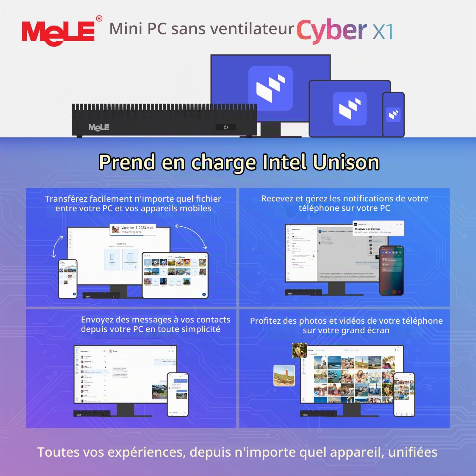 MeLE Cyber X1 Mini PC Fanless, N150 16GB 512GB, Dual HDMI, USBC Dispaly