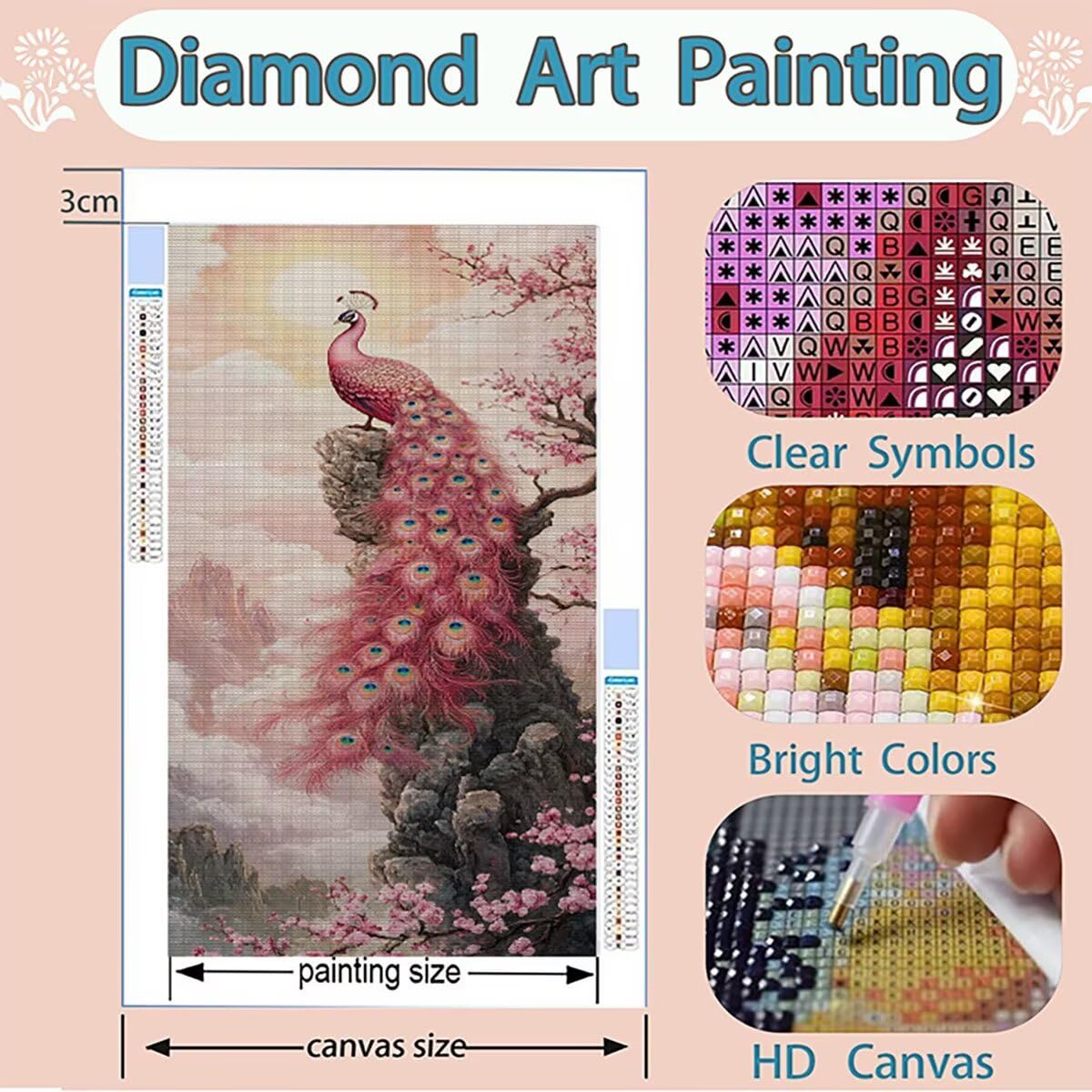 Malowanie diamentami duży rozmiar 200 x 100 cm, DIY 5D diamentowe malowanie paw diamenty kryształowe artystyczne rysunki z koralikami do przyklejania, DIY górskie malarstwo diamentowe do dekoracji
