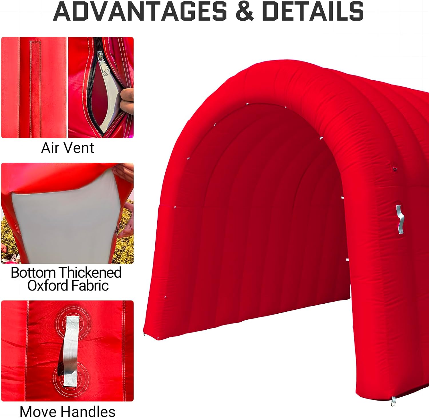 OZIS 10FT Inflatable Tunnel Sports Entrance with Installed Blower Inflatable Tunnel Tent for Business Advertising Event Exhibition Promotion,Street,Shop,Supermarket,School(Red, 10x10x9Ft)