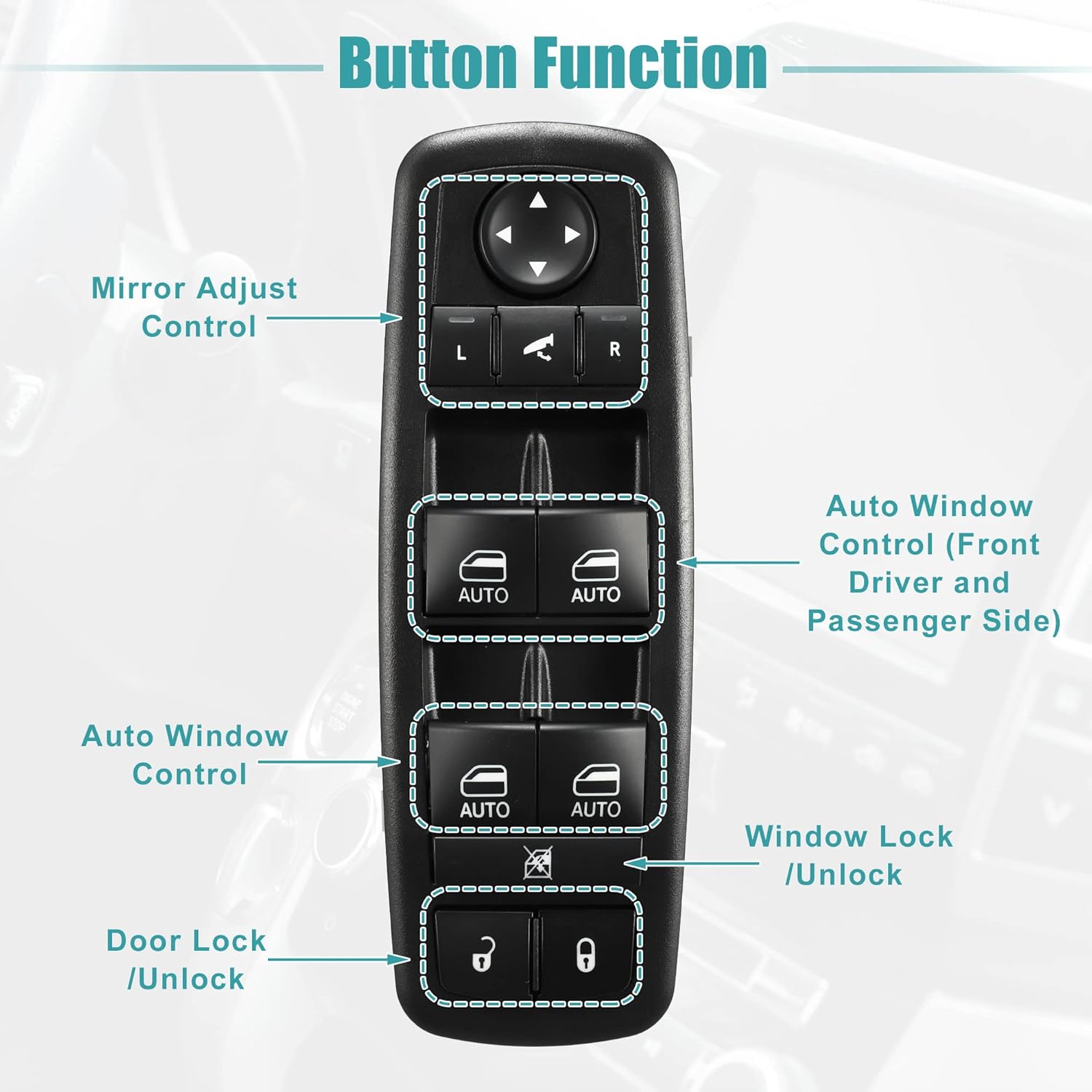 ACROPIX Front Left Driver Side Master Power Window Switch Fit for Chrysler Pacifica Voyager No.68234094AD/68234094AC - Pack of 1 Black