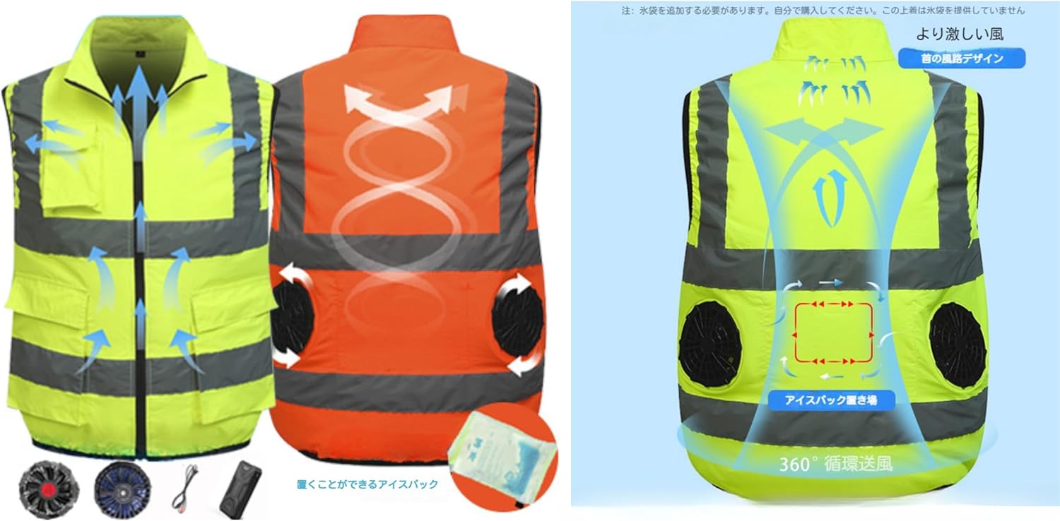 [Vexnar] 5V 50000mAh ファン付きベスト 空調作業服 モバイルバッテリーセット 急速充電 UPF50+ 熱中症対策