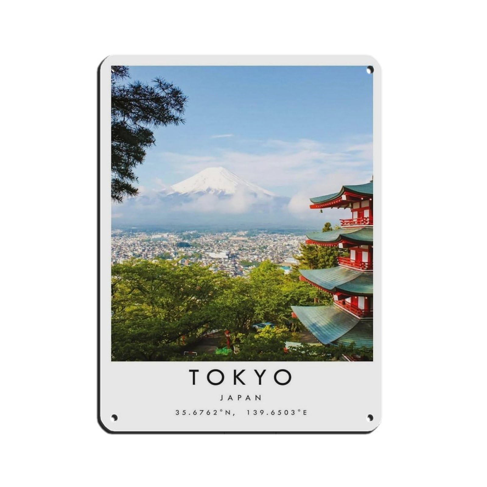 Tokyo Travel, Mount Fuji Tin Sign Vintage Metal Pub Club Cafe Bar Home Wall Art Decoration Poster Retro 12x16inch(30x40cm)