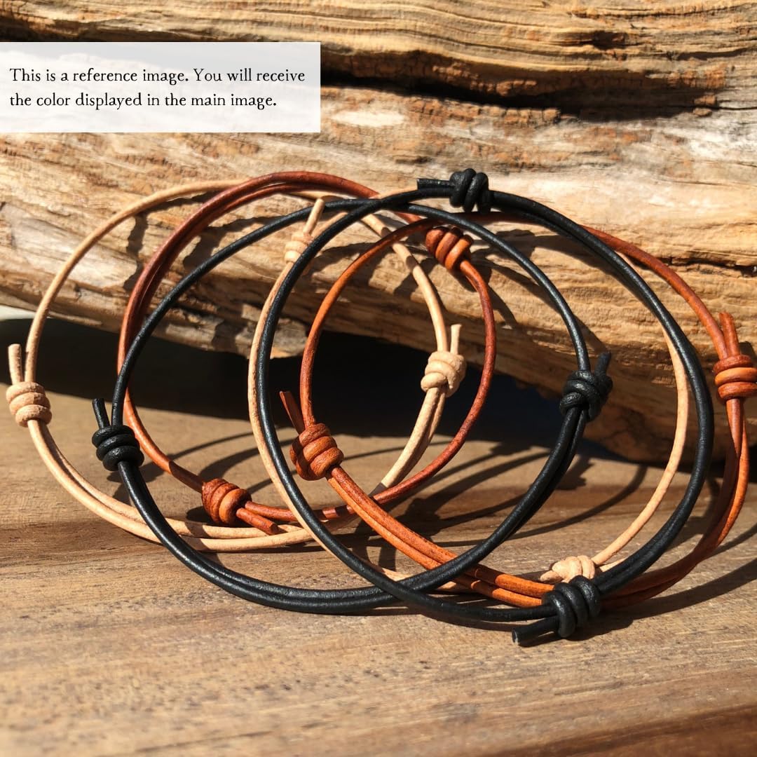 2 mm Men Genuine Leather Bracelet - Handmade Adjustable Cuff, Mens Minimalism Leather Wrap Wristband, Simple Accessories, Premium Leather, Women Gift To Boyfriend, Pulsera Hombre - Image 3