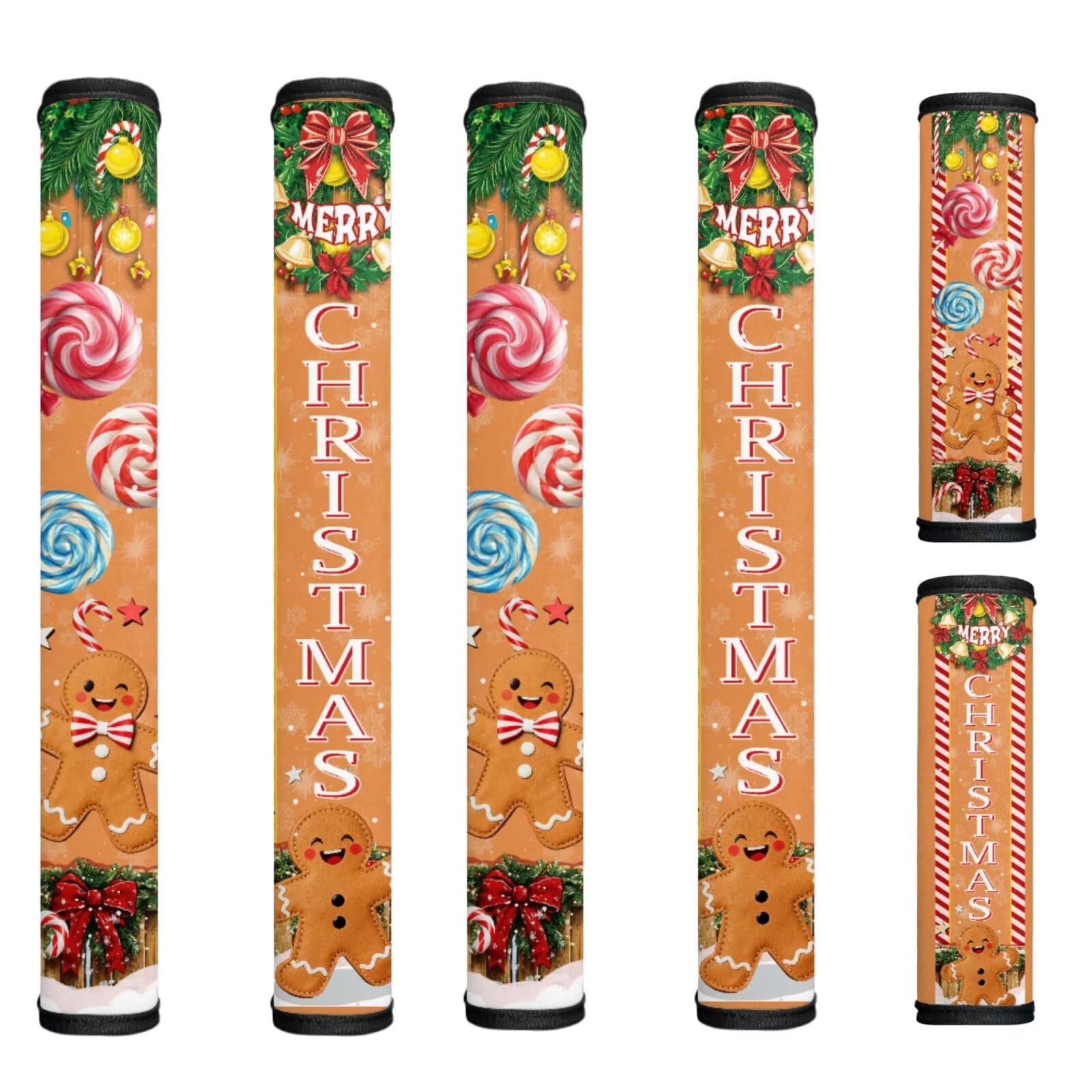 Christmas Refrigerator Door Handle Covers Set of 6 Gingerbread Man Appliance Handle Covers Anti-Slip Fridge Gloves Heat Proof Microwave Decorative Christmas Decor for Kitchen