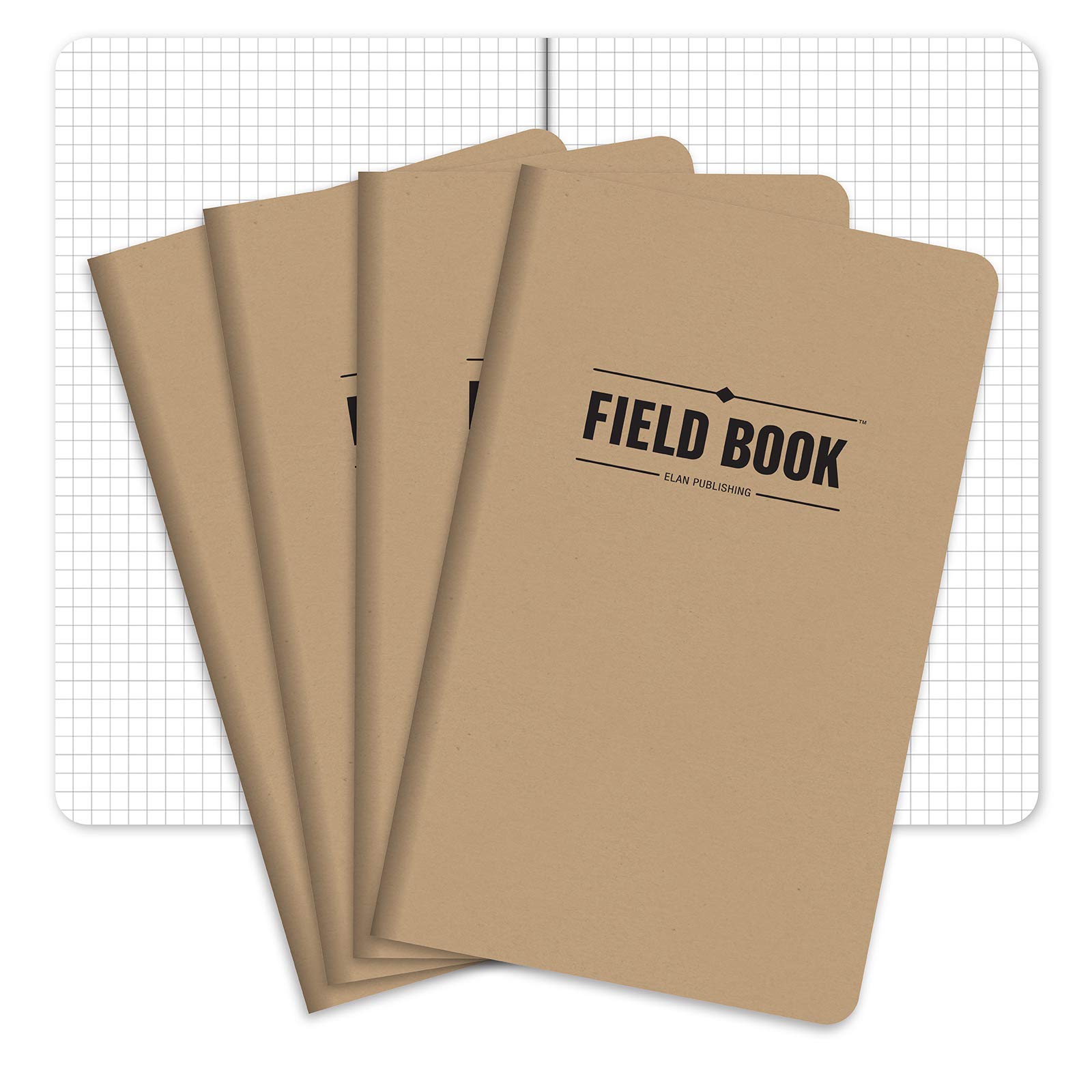 Elan Publishing Company Field Notebook/Journal - 5"x8" - Kraft - Graph Memo Book - Pack of 4