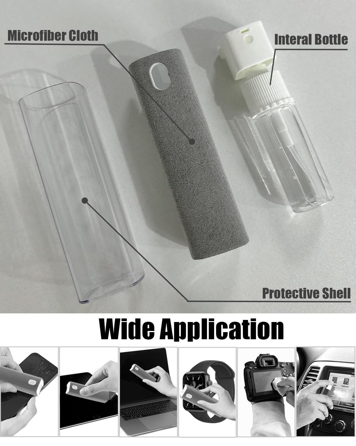 Mini kit di pulizia per schermo touch screen, spray e panno per auto, da viaggio, per iPhone, iPad, computer, laptop, tablet, MacBook, telefoni cellulari