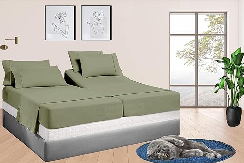 Miniatura 1 de Juego de sábanas de 5 piezas divididas tamaño California King para cama ajustable, sábanas divididas de algodón, sábanas divididas con números de