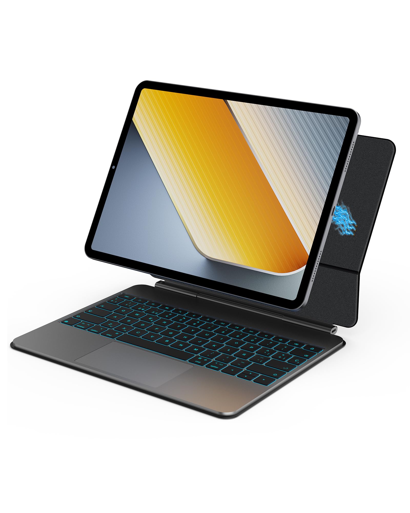 Bettdow Teclado para iPad Air 13" (M4 2026/M3 2025/M2 2024)/ iPad Pro 12,9"(6ª/5ª/4ª/3ª Gen), Español Ñ Ligera Magnético Flotante Diseño Teclado con Trackpad, Sin Bluetooth, Negro