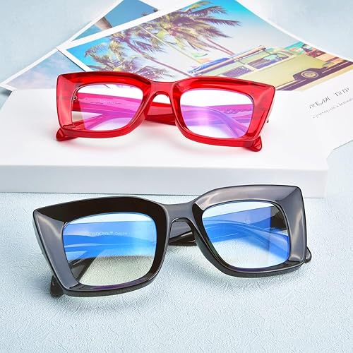 Miniatura 4 de VISOONE Lentes con bloqueo de luz azul TR90 con bisagra de resorte, diseño de ojo de gato, antirreflejos, para mujer CALIDA