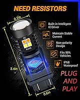 Vista 5 de Auxbeam 3157 Bombillas LED 3157 3457 4157 Switchback Bombillas de doble color 300% más brillante blanco y ámbar para luces direccionales DRL, luces