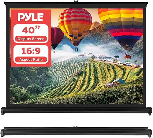 Pyle Portable Projector Screen - Mobile Projection Screen Stand, Lightweight Carry & Durable Easy Pull Out System for Schools Meeting Conference Indoor Outdoor Use, 40 Inch (PRJTP46), White