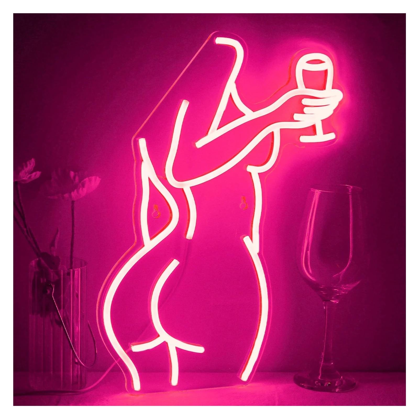 SHOUXI Sign Lamp Lady Neon Signs, USB Powered Lady Back Aesthetic Neon Lights Suitable for Office Club Decor Atmosphere Neon On The Wall 30cmx40cm(C)