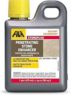 FILA Surface Care Solutions, STONEPLUS, Stone Outdoor Color Enhancer, Impregnator, Granite Sealer Ideal for Natural Stone: Travertine, Slate etc. Floor with Matte Finish, 1Pt
