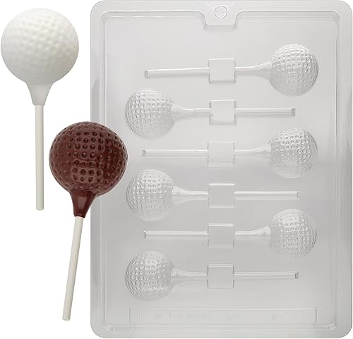 CybrTrayd - Molde de caramelo de chocolate - Paletas de pelota de golf - 6 cavidades de 1-1/2 pulgadas x 1-7/8 pulgadas x 5/8 pulgadas - Para