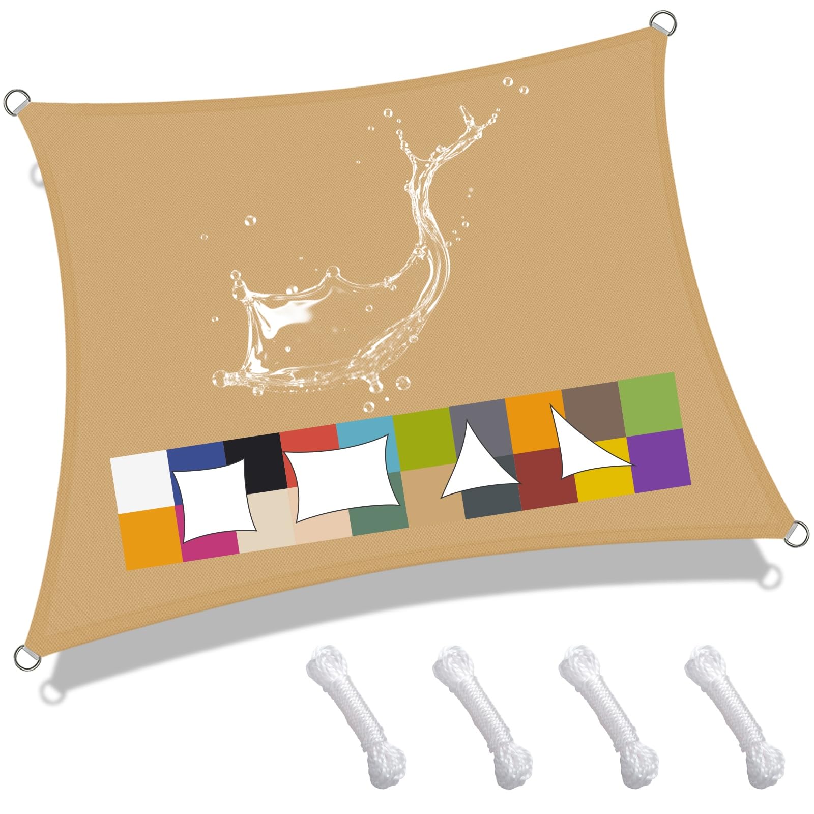 Voile d'ombrage rectangulaire 4x7m en polyester imperméable pour grand jardin