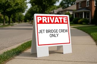Jet Bridge Crew Only Private Plastic Sign Black Folding Plastic A-Frame Double Sided 23x23 in. Sign