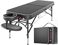Vista 15 de CLORIS Mesa de masaje profesional de 84", portátil, plegable en 2 partes, ligera, facial, salón, spa, cama de tatuaje, altura ajustable con bolsa