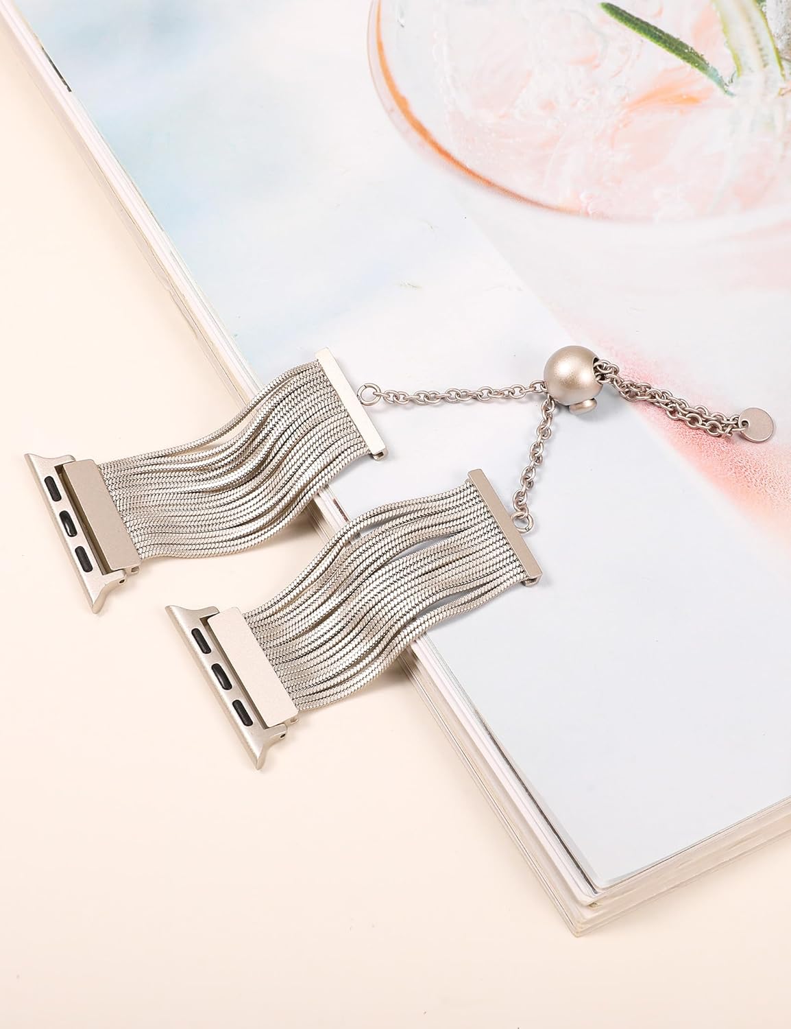 Wearlizer Compatible with Apple Watch Band Women 38mm 40mm 41mm 42mm 44mm 45mm 46mm 49mm, Dressy Stainless Steel Tassel Strap Metal Chain Bracelet for iWatch Series 11 10 9 8 7 6 5 4 3 SE/Ultra 3 2 1 - Image 3