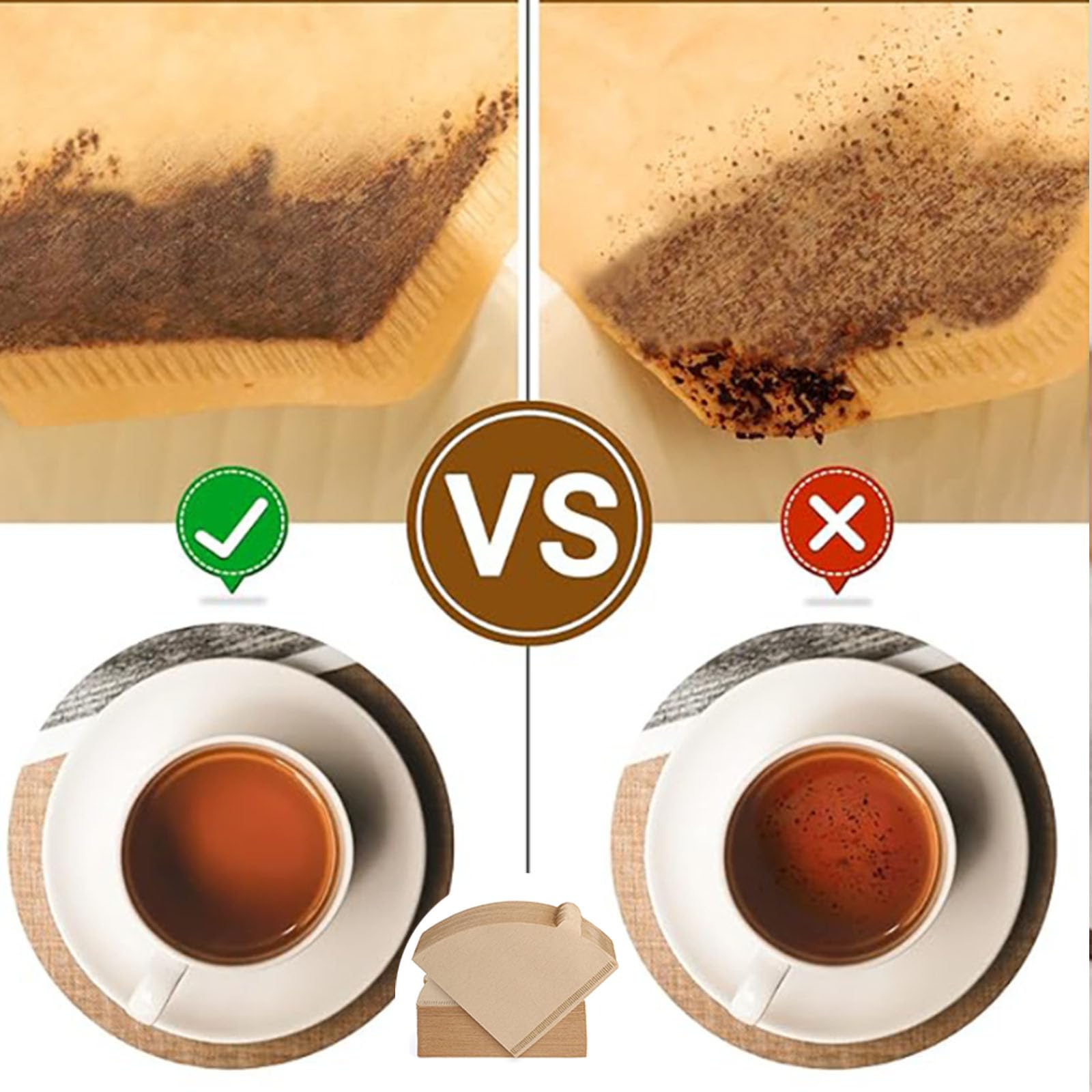 150 PCS Coffee Filter Papers,Used for Pouring and drip Coffee Machines,Compatible with 02 Filter Paper Compatible with Dripper Coffee Makers - Image 3