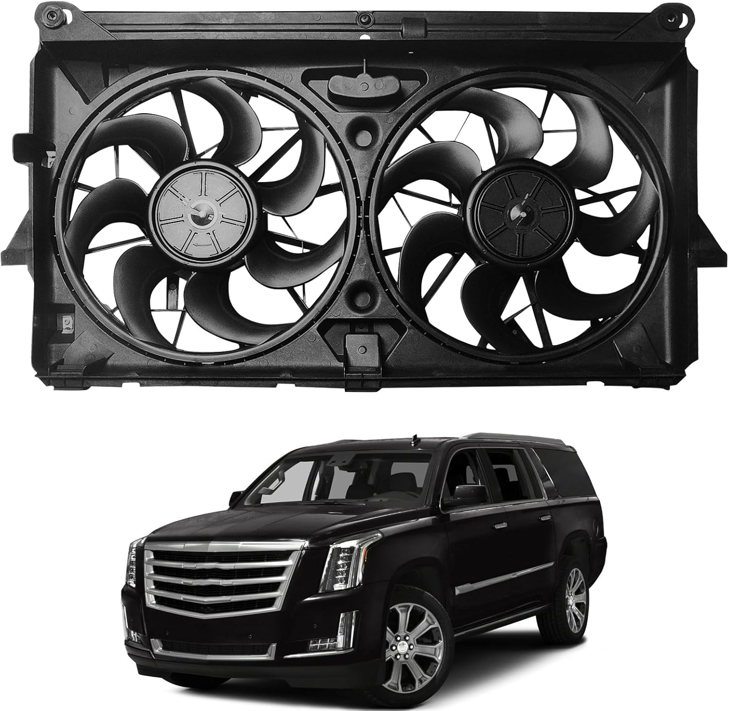 LZUVOKA Radiator Cooling Fan Assembly for 2007–2014 Cadillac Escalade and GM Trucks