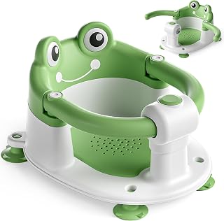 WyfKyd Baby Bath Seat 6 Months+ - Non-Slip Toddler Bathtub Chair with 4 Suction Cups, Soft Cushion & 360° Safety, Green