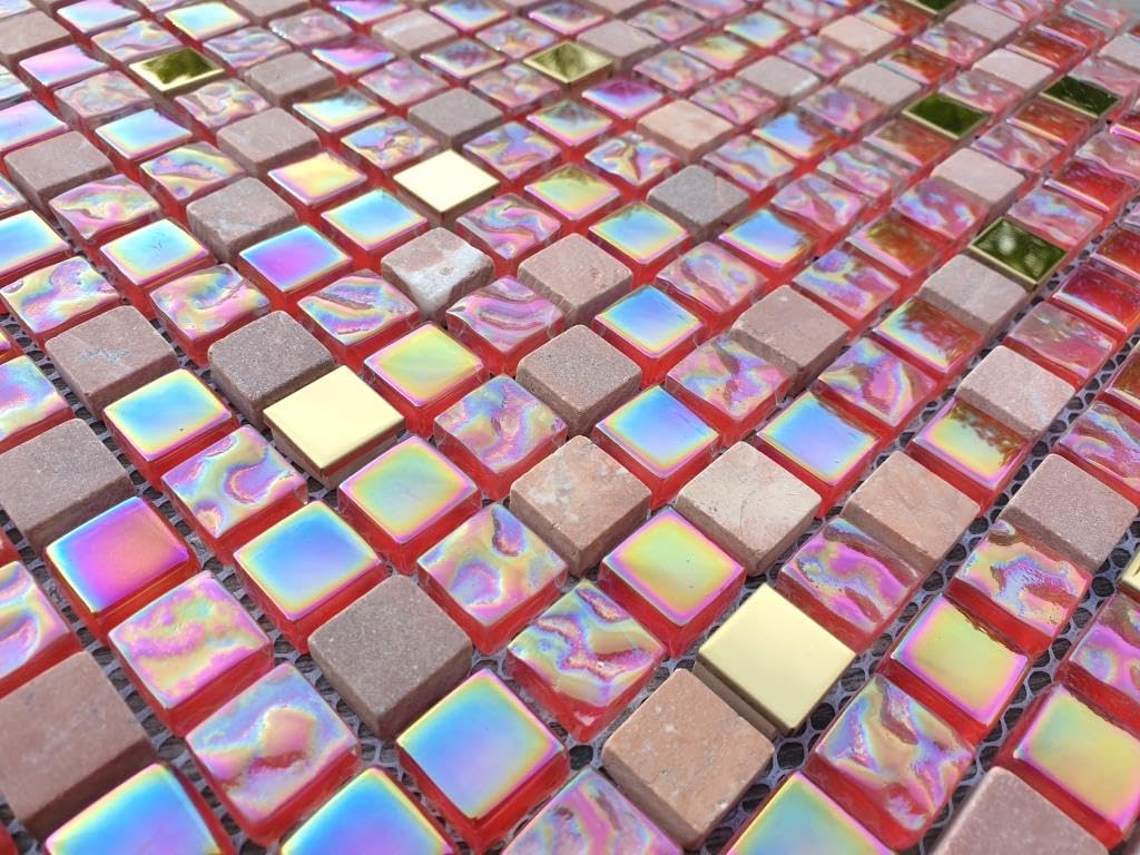 Mosaik Fliese Transluzent rot rosa gold Glasmosaik Crystal Stein EP rot rosa gold 92-1208
