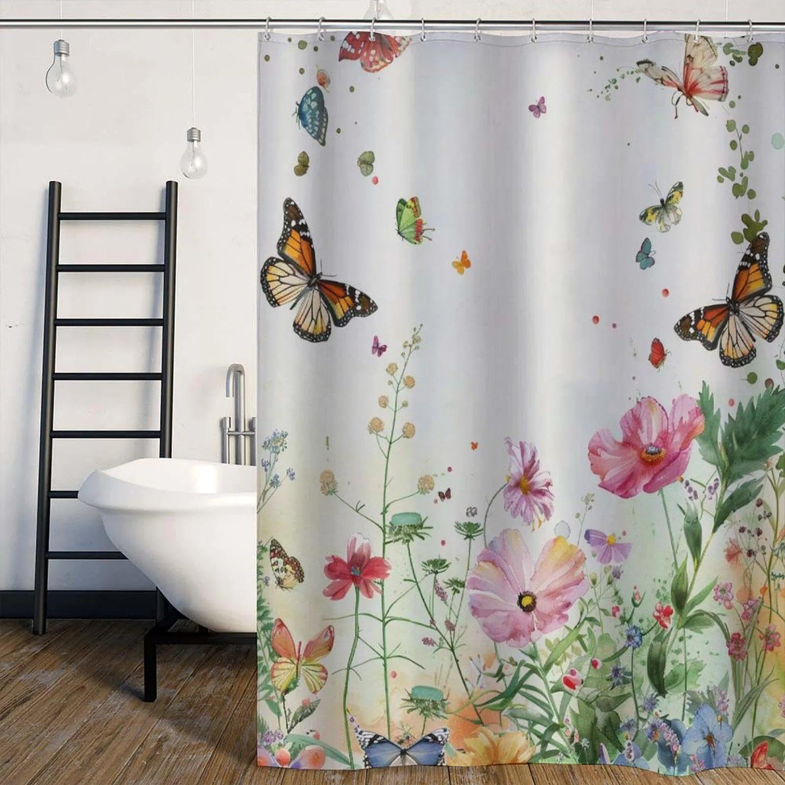Rideau de douche papillon imperméable fini les sols mouillés des filles