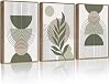 Drsoum 11x14in Boho Wall Art Green Sage Decor Framed Wood Modern Bohemian Abstract Geometry Canvas Prints Ready to Hang