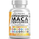 Clean Nutraceuticals Ashwagandha Maca Root Fenugreek Supplement with Tongkat Ali Ginseng - Assists with Stress, Mood & Thyroid - Ashwagandha Capsules Fenugreek Caps - 1 Pack