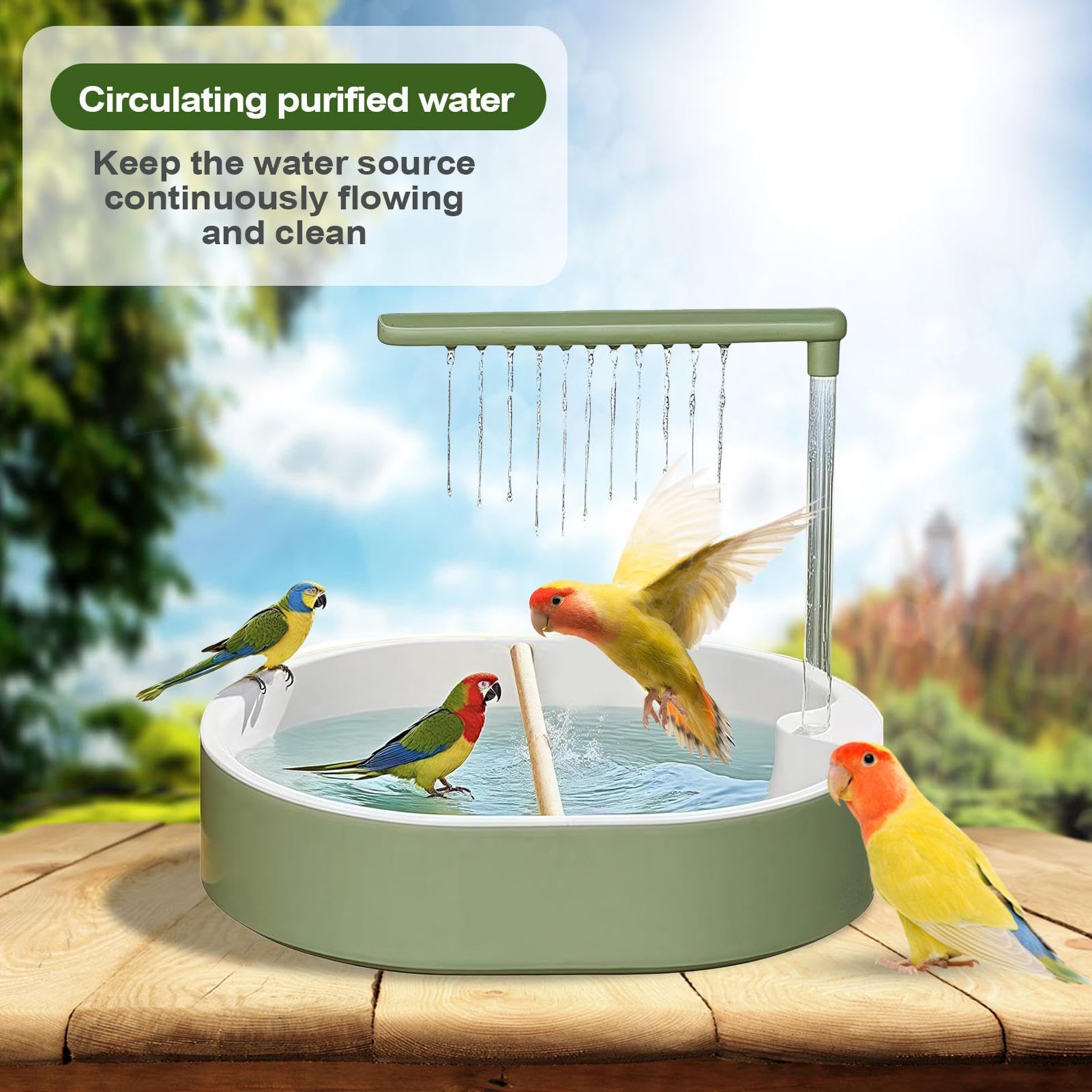 Bañera de Loros – Ducha Interior para pájaros de agapornis, cacatúas, Pinzas, cacatúas y Conures con función de Estanque de Agua para Uso en Jaula, fácil Limpieza, Acceso al baño, 12.5 x 11.0 x 9.84