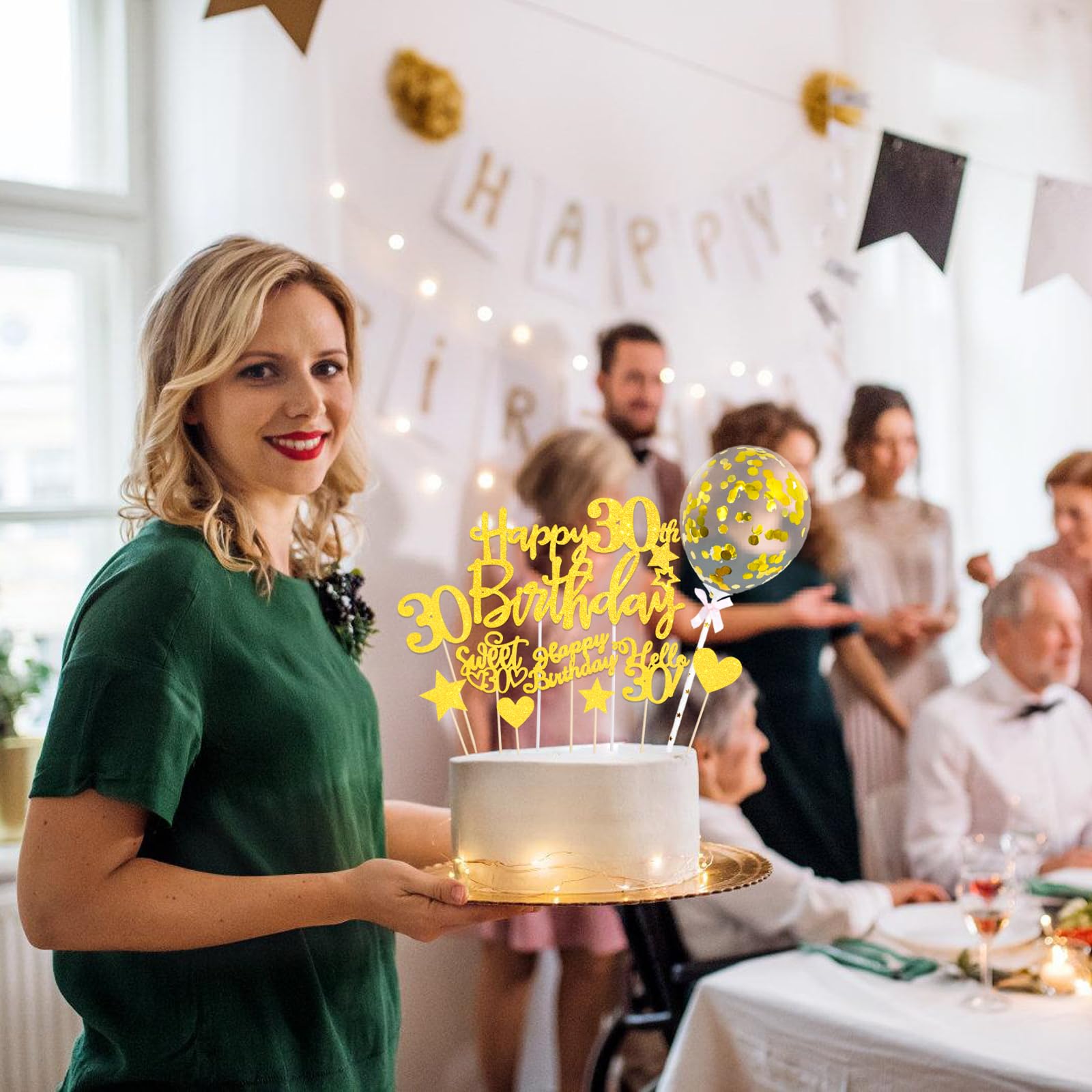 Happy Birthday 70. Geburtstag Kuchen-Deko – Roségold, Glitzernd, Inkl. Ballons & Konfetti