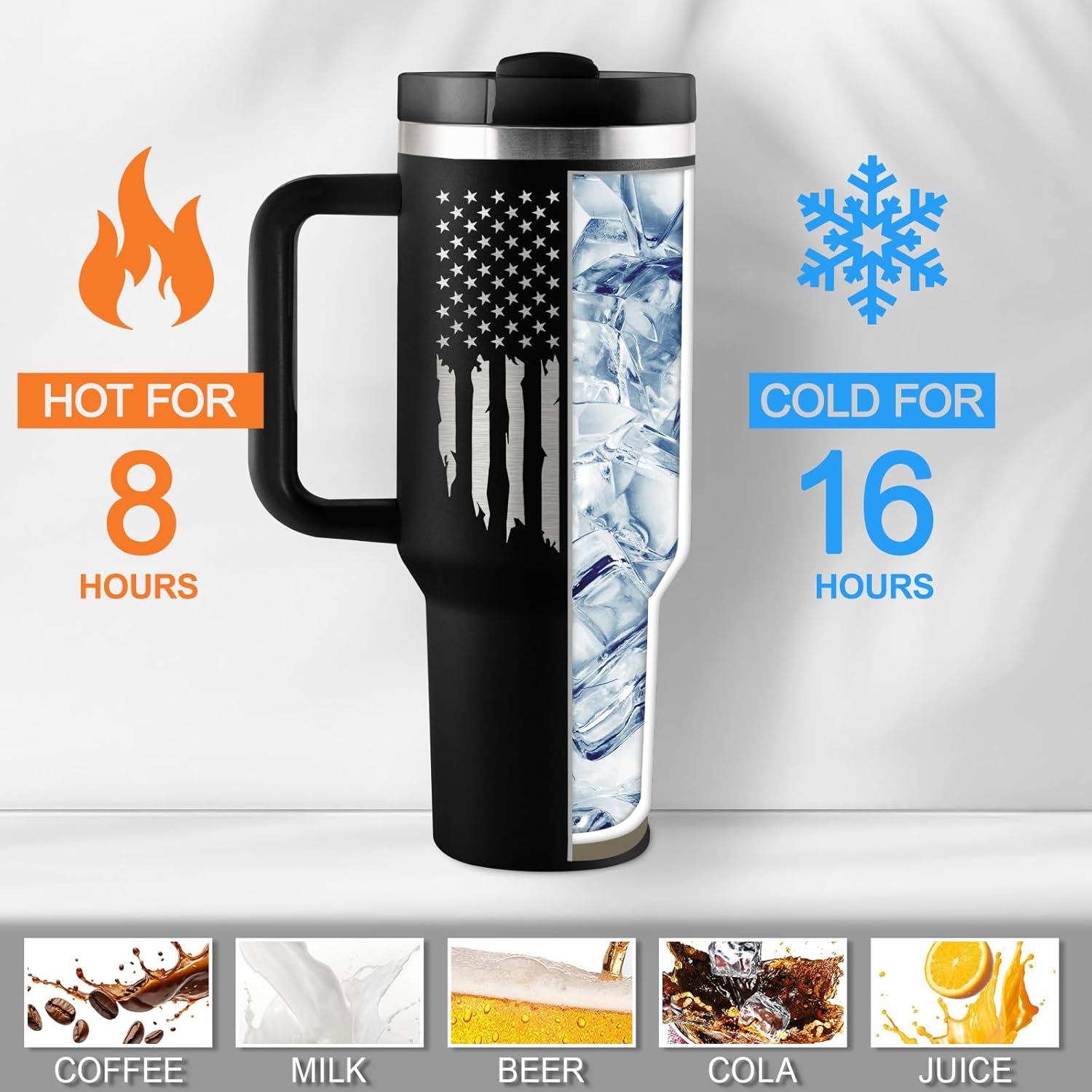 Grandpa Gifts Birthday Gifts for Grandpa Best Grandfather Fathers Day Gift Great Grandfather Gift from Grandkids 40oz Travel Cup Insulated Tumbler with Handle & Straw - Image 4