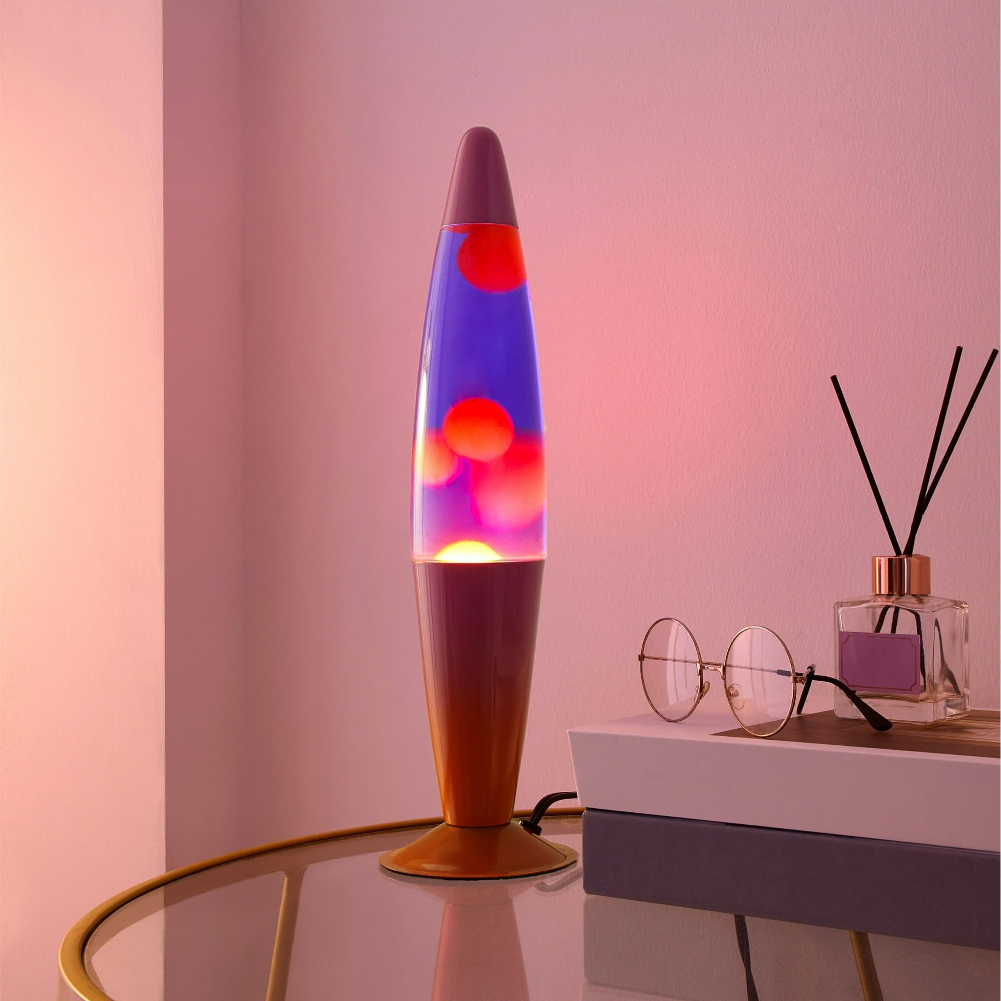 Lámpara de volcán de movimiento de cera rosa naranja degradado de 16 pulgadas, luz de humor retro para dormitorio, sala de estar o decoración de fiesta 5