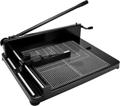 Heavy Duty Guillotine Paper Cutter,A3 17" 400 Sheets Capacity Stack Paper Trimmer,Metal Base Solid Steel Construction Trimmer Machine for Office,Commercial Use,Double Safety Protection,Black A3 17"