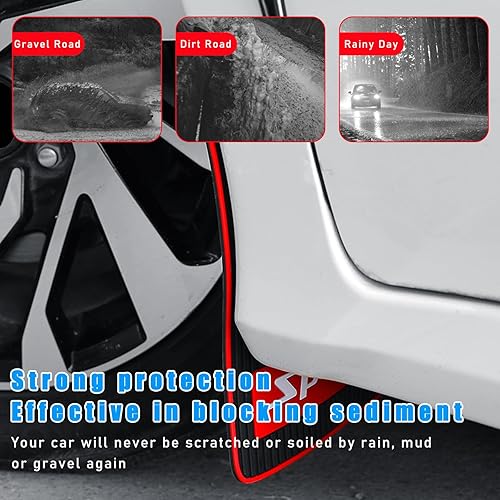 Miniatura 6 de Dickno 2 unidades de guardabarros de barro de automóvil, protectores flexibles para protección contra salpicaduras para parachoques delantero y