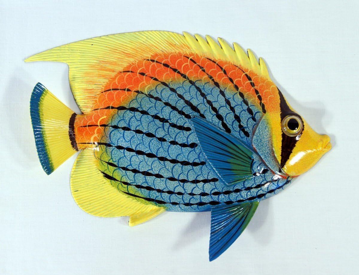 LX Handpainted L-B Tropical Fish Replica Wall Mount Decor Plaque 6" (Set of 6)