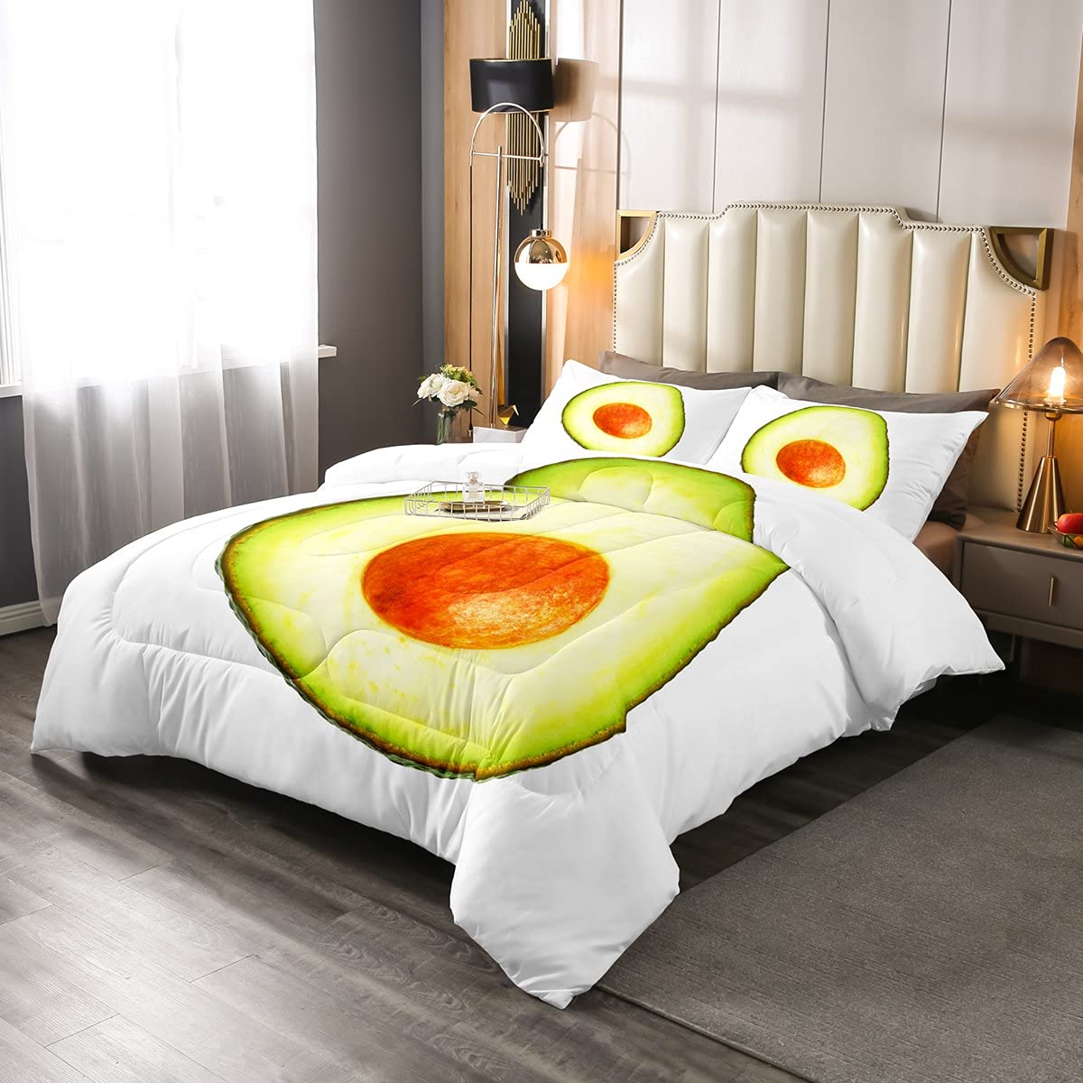 Avocado Comforter Tropical Fruit Bedding Set for Kids Boys Girls Children Fresh Vegetable Duvet Insert/Quilt Cute Food Duvet Set Bright Green White Single Size Down Comforter 2Pcs โ image 1