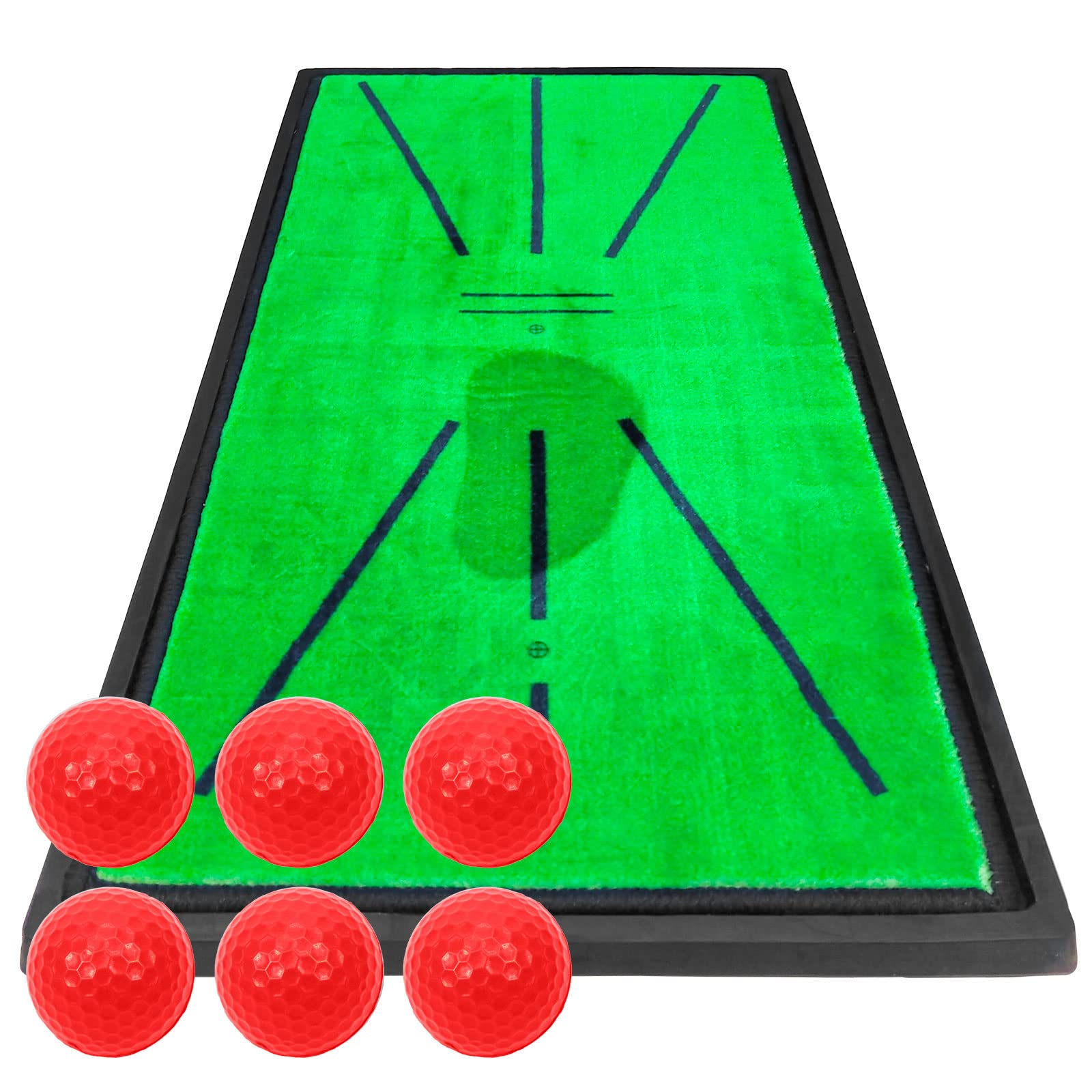 GolfStyle Golf Mat Golf Practice Mat Tracing Turf Trace Shaking Swing Shot Mat Approach Iron Practice Duffling Check Rubber Mat 13x62cm Golf Ball P Ball (Red)
