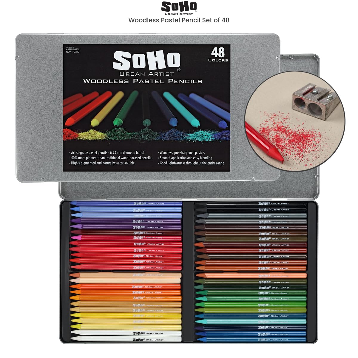 Amazon.com: Soho Urban Artist Woodless Pastel Pencils - Set of 48