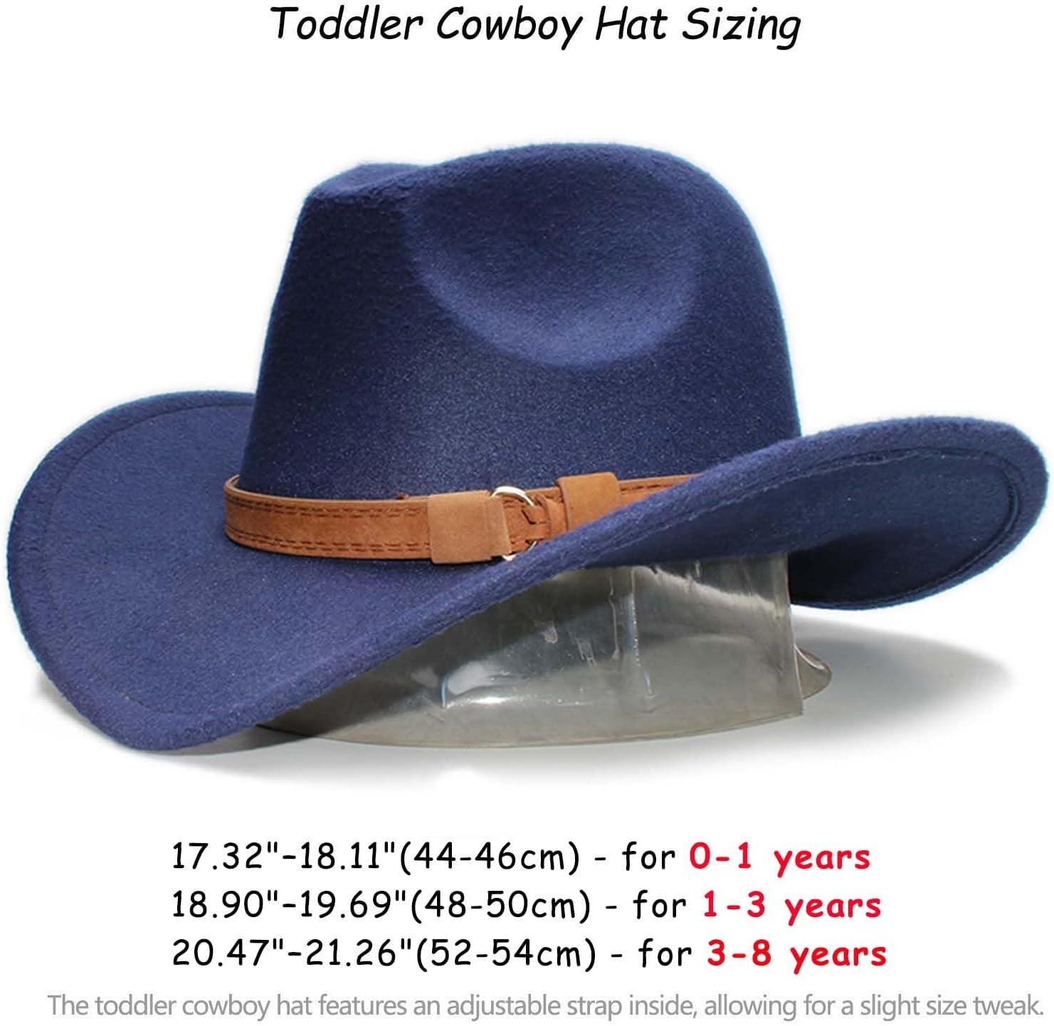 Toddler Baby Cowboy Hat, Boys Girls Cowgirl Hat with Leather Hatband, Wide Brim Infant Kids Western Cowboy Hat - Image 2