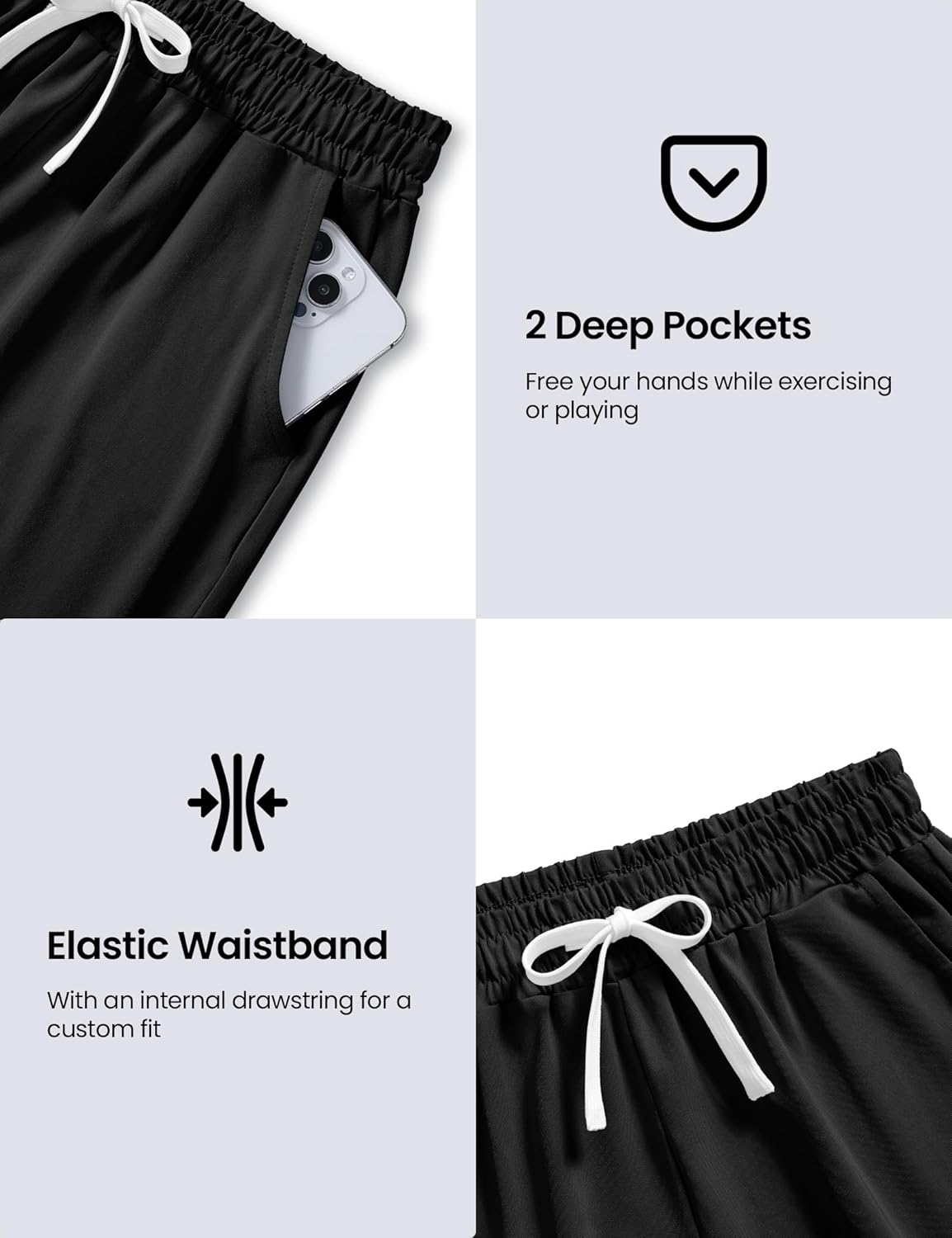 HASMES 4 Pack Girls Athletic Shorts Drawstring Quick Dry Basketball Soccer Running Shorts with Pockets