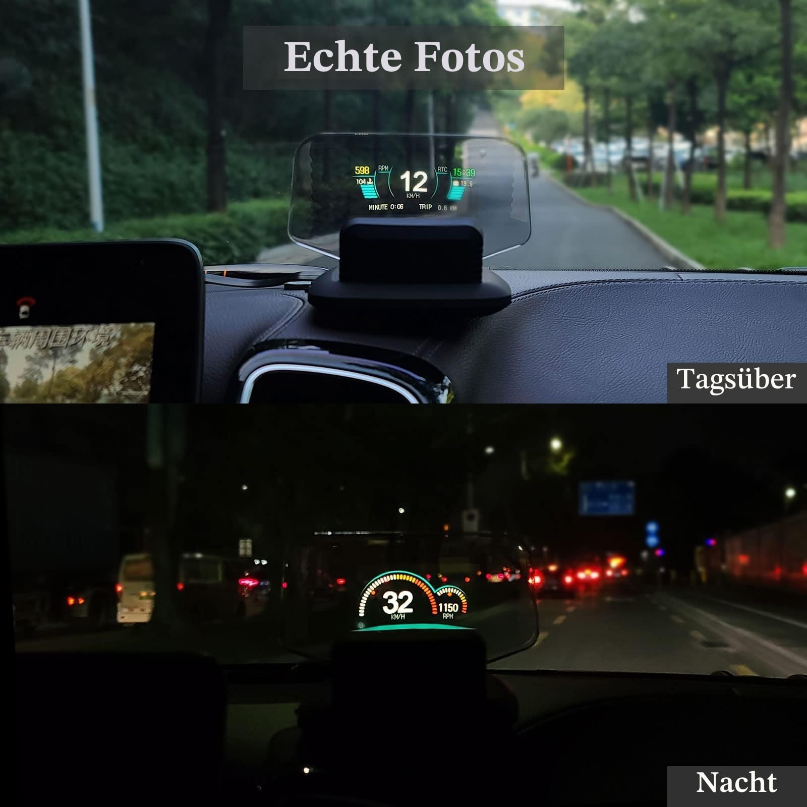 Dual System Car Head-up Display, Shows Multiple Functions, GPS Speedometer,Head up Display Auto， OBD In-Car Dashboard, with Multiple Prompt Functions, Suitable for All Cars