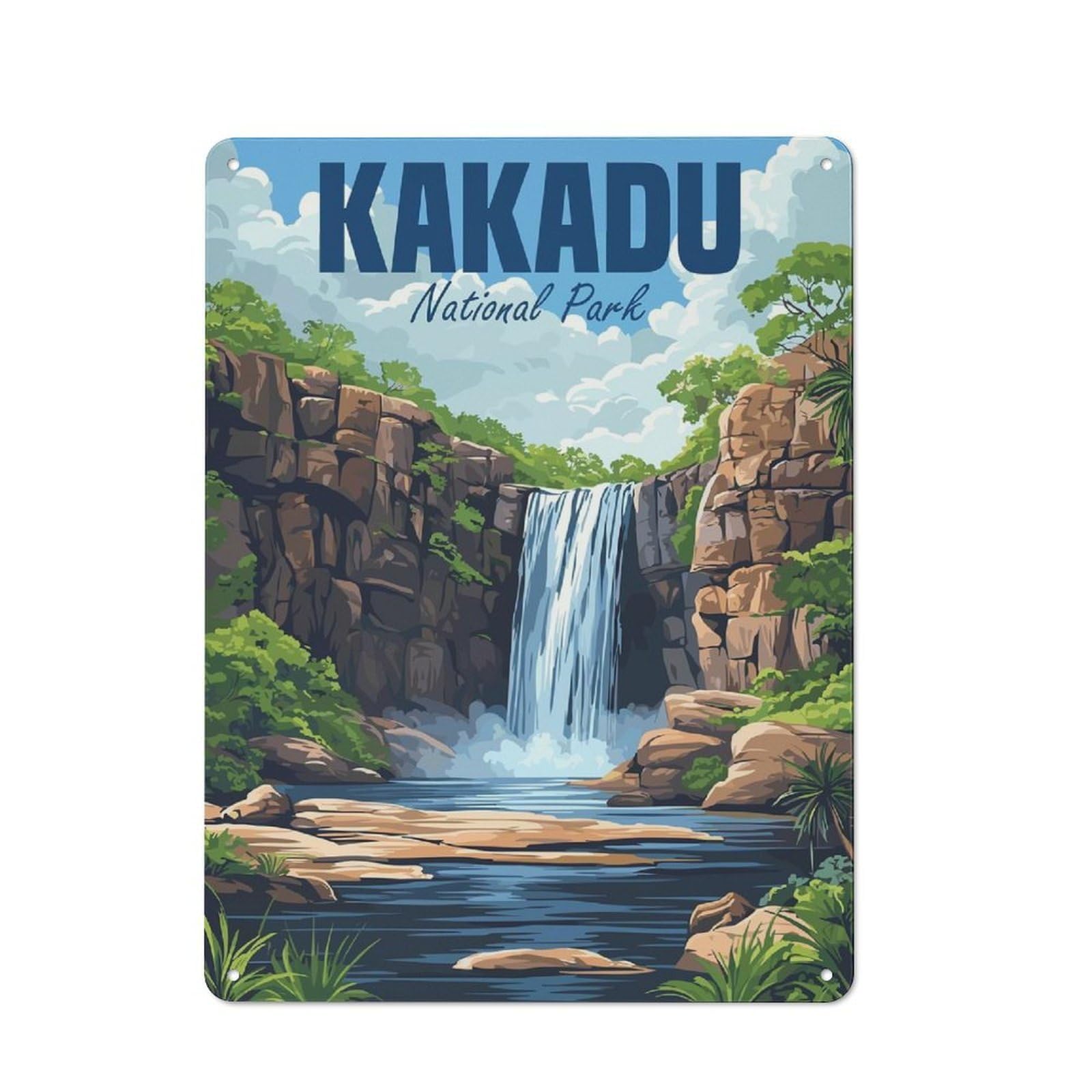 Junmoney Style-4 Tin Wall Plaque 40X30cm With Kakadu National Park For Guest Room Or Hallway, A Decorative Christmas Gift For Home Decor Collectors