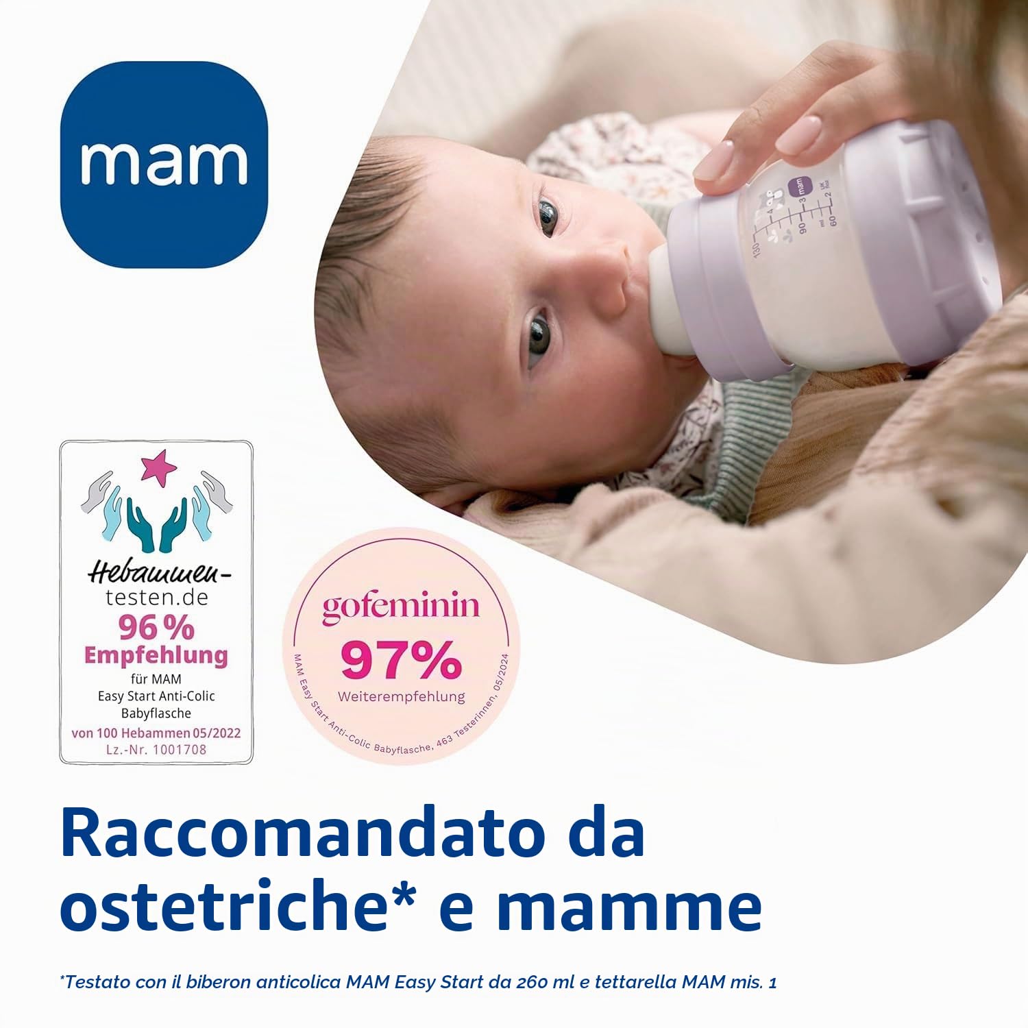 MAM Easy Start™ Anti-Colic - Set biberon, tettarella, ciuccio - la soluzione ideale per i neonati, funzione autosterilizzante, blue-creme