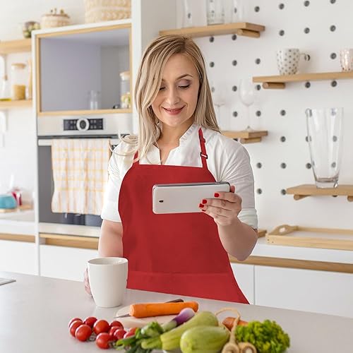 Miniatura 5 de 1020 delantales lisos a granel, delantales coloridos ajustables con 2 bolsillos para pintar, manualidades, barbacoa, cocinar