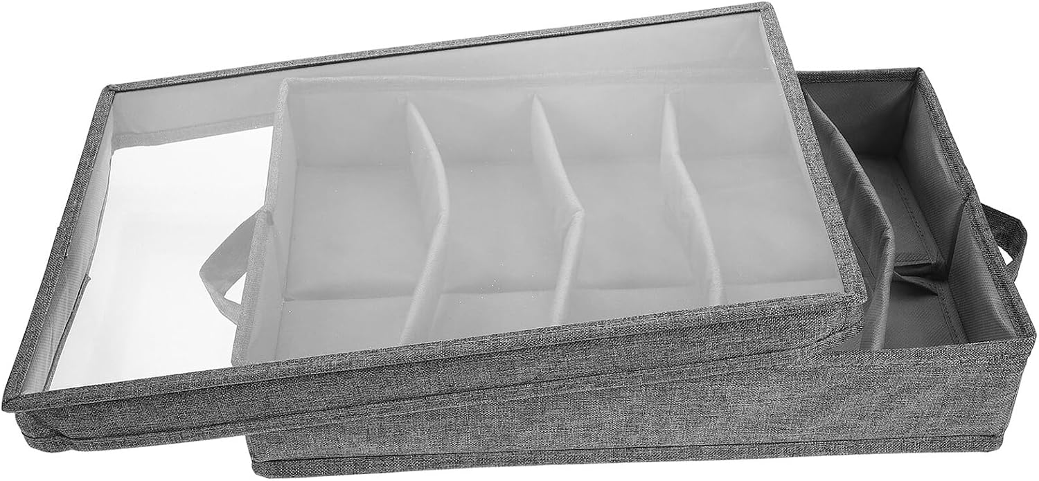 Milisten Cutlery Organizer Case with Lid, Compartment Flatware Storage Box, Multi-grid Silverware Organizer for Kitchen Drawer and Home Use