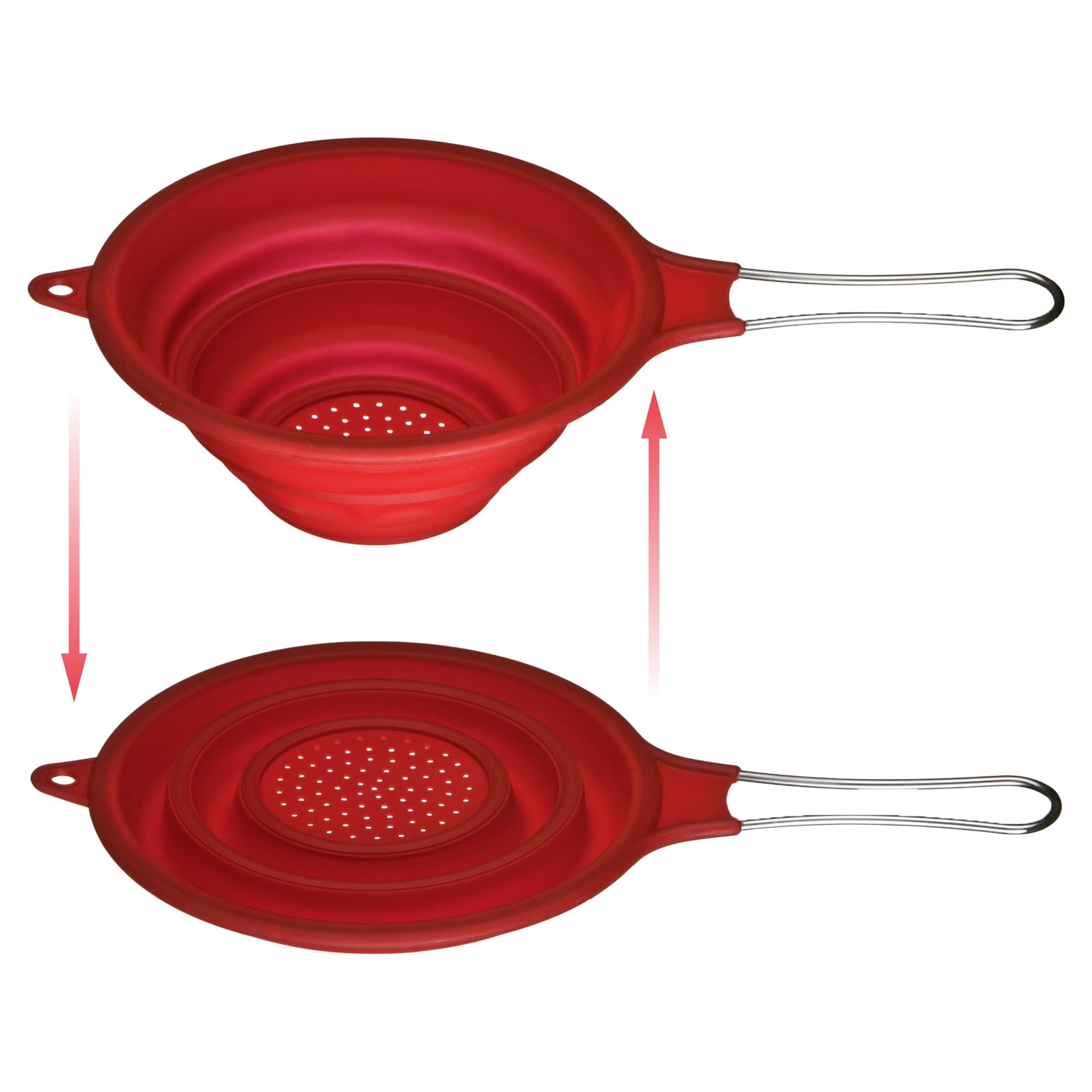Orsina Versatile Red Silicone Zing StrainerCollapsible Strainer With HandleVersatile Silicone Strainer from B&Q