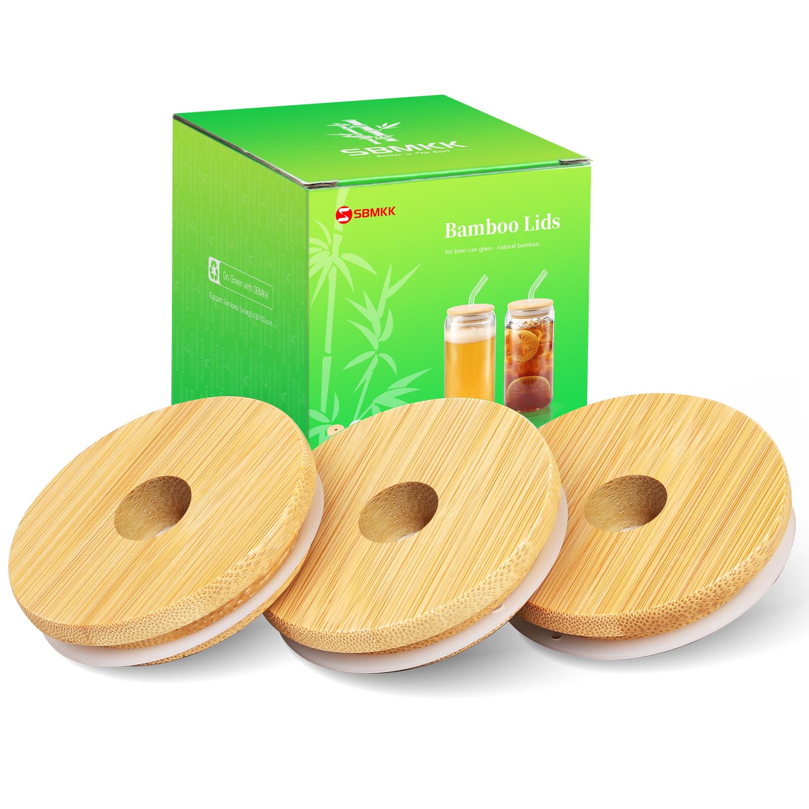 8 Couvercles En Bambou Réutilisables 82 Mm - Pour Tasses, Bocaux Et Canettes - Naturel Et Écologique